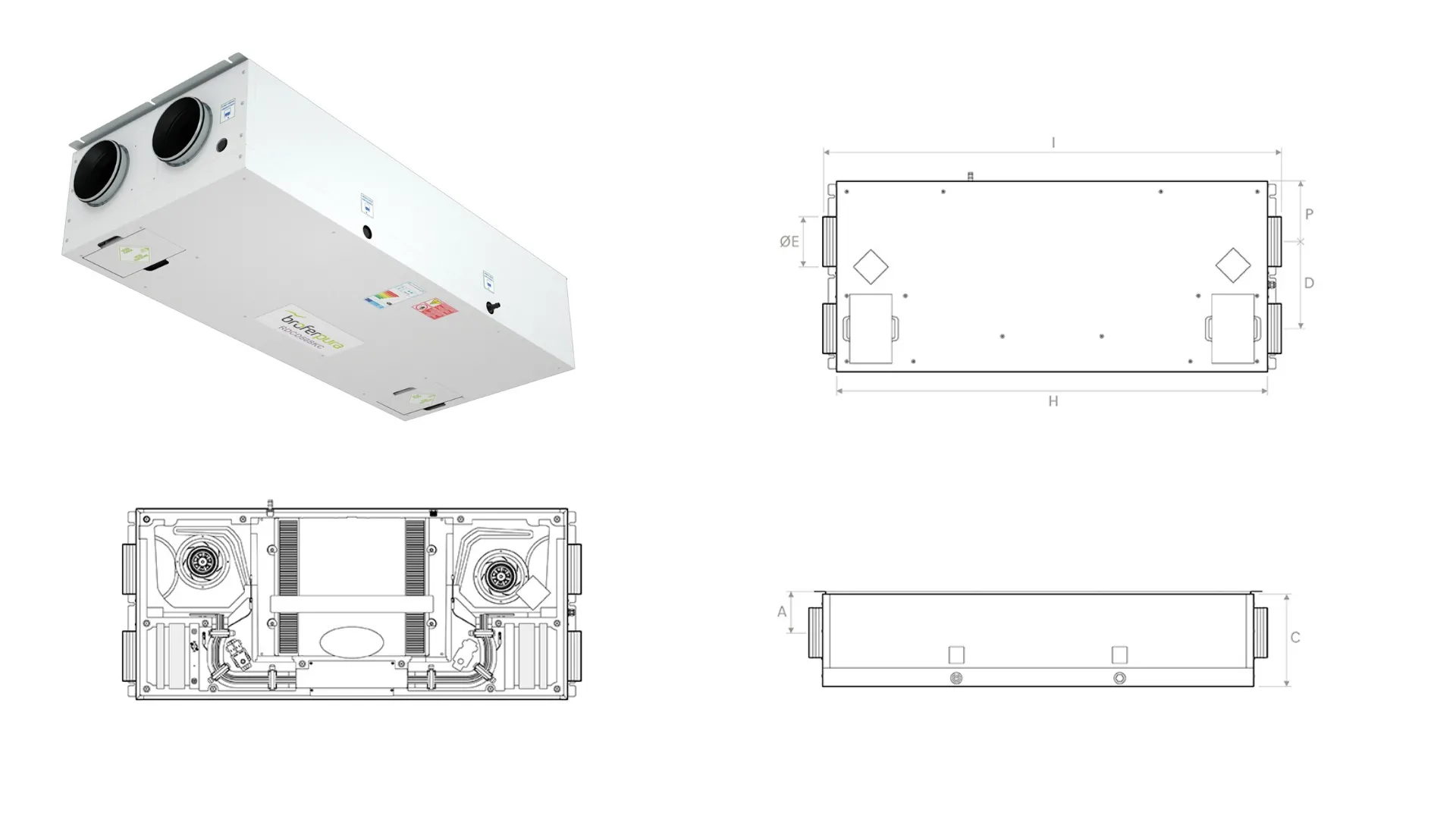 Domestic heat recovery unit with Wi-Fi module With the possibility of horizontal or vertical installation