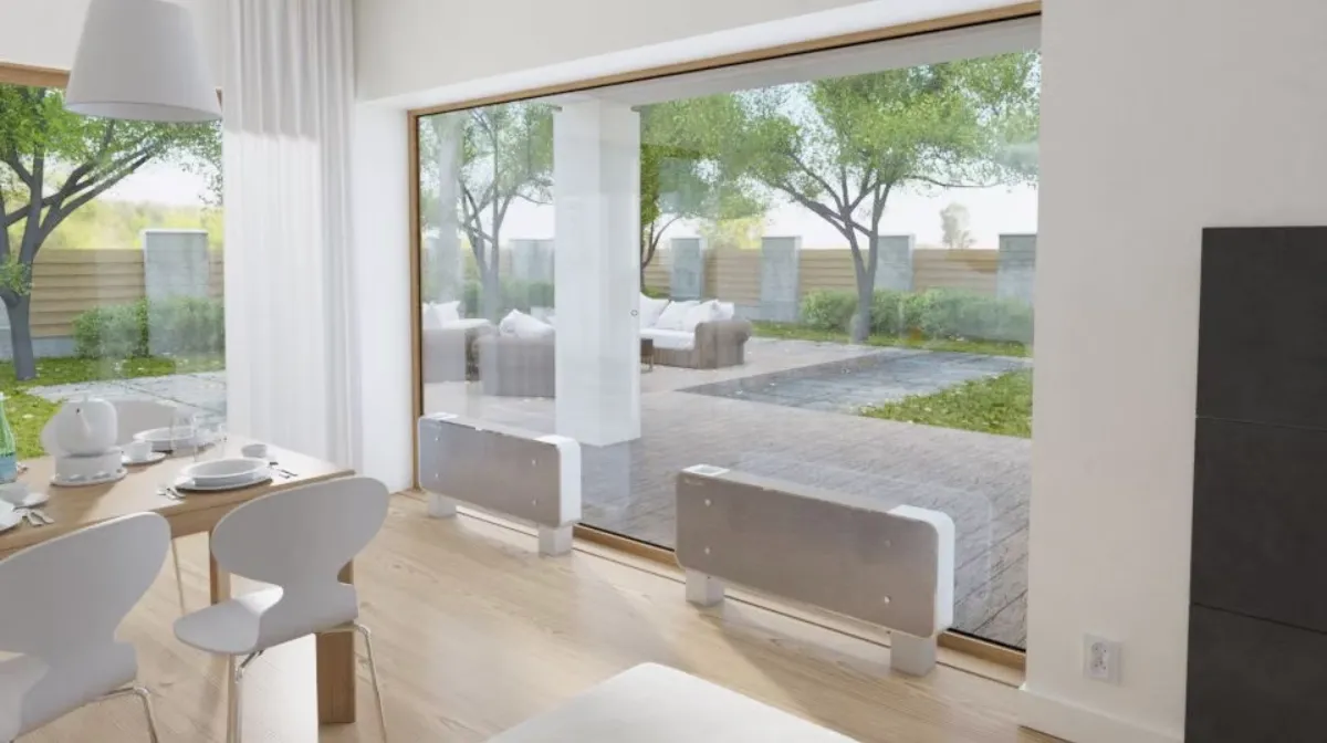 Reverso SM double-sided fan coil For heating and cooling. For installation in display cases